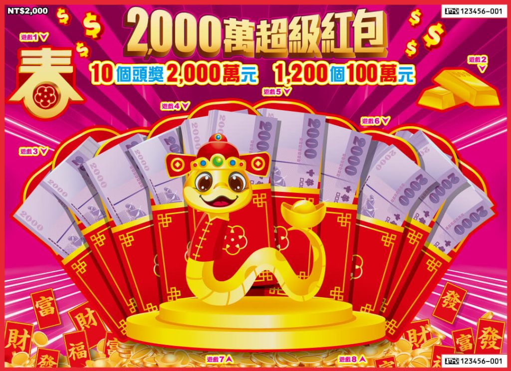 2025蛇年刮刮樂露面啦！TU娛樂城整理了中獎率、玩法資訊懶人包，快來挑選過年試手氣！